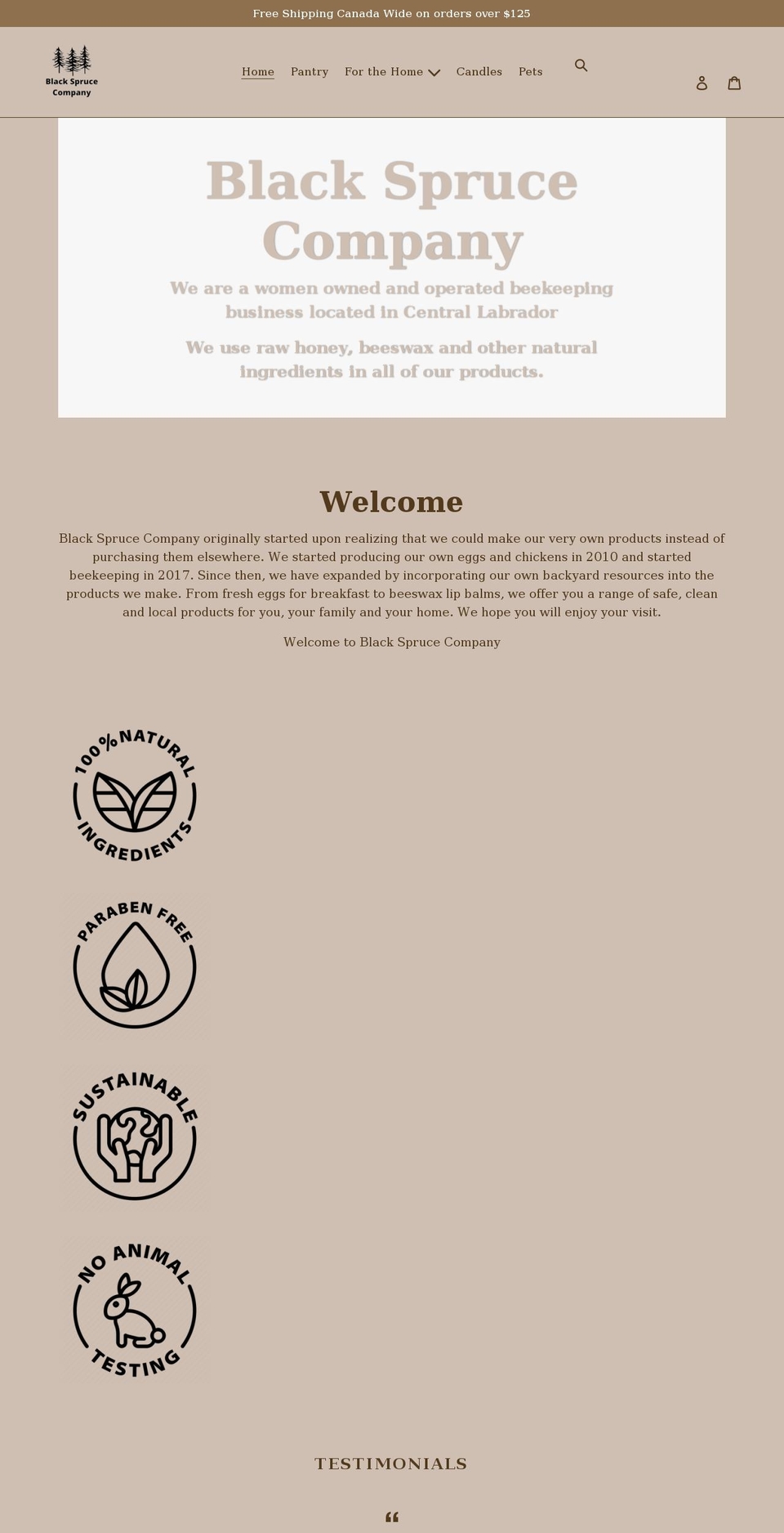 blacksprucecompany.com shopify website screenshot