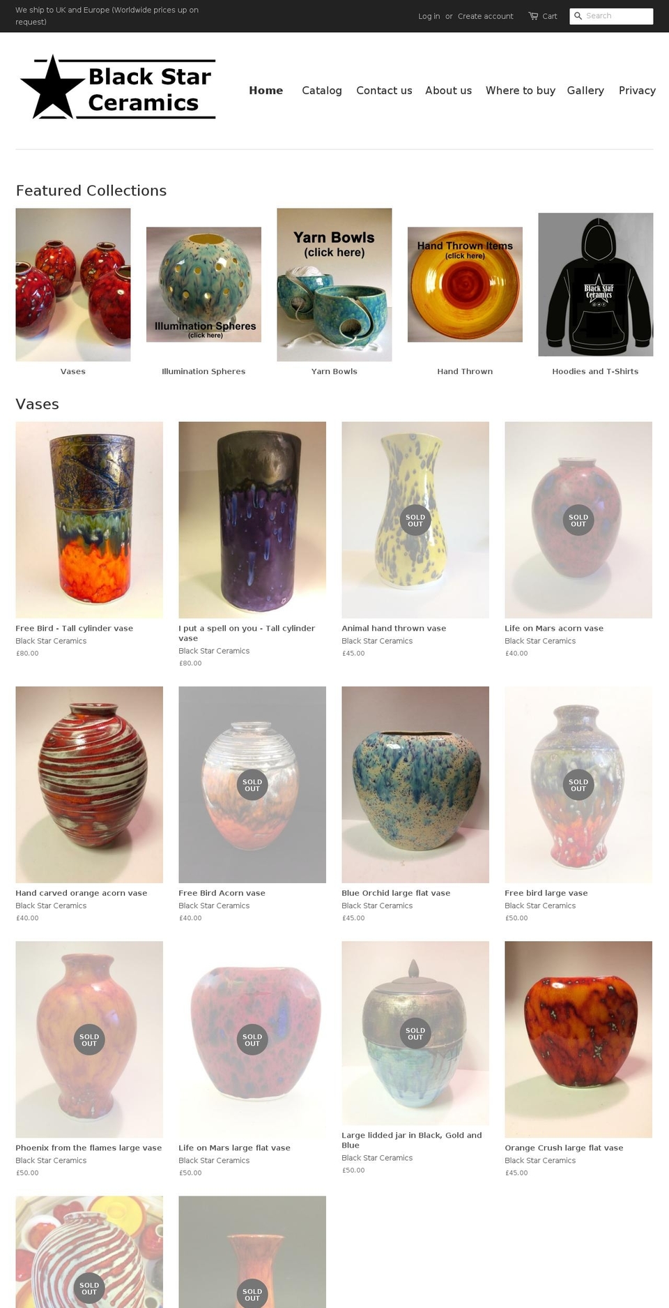 blackstarceramics.co.uk shopify website screenshot