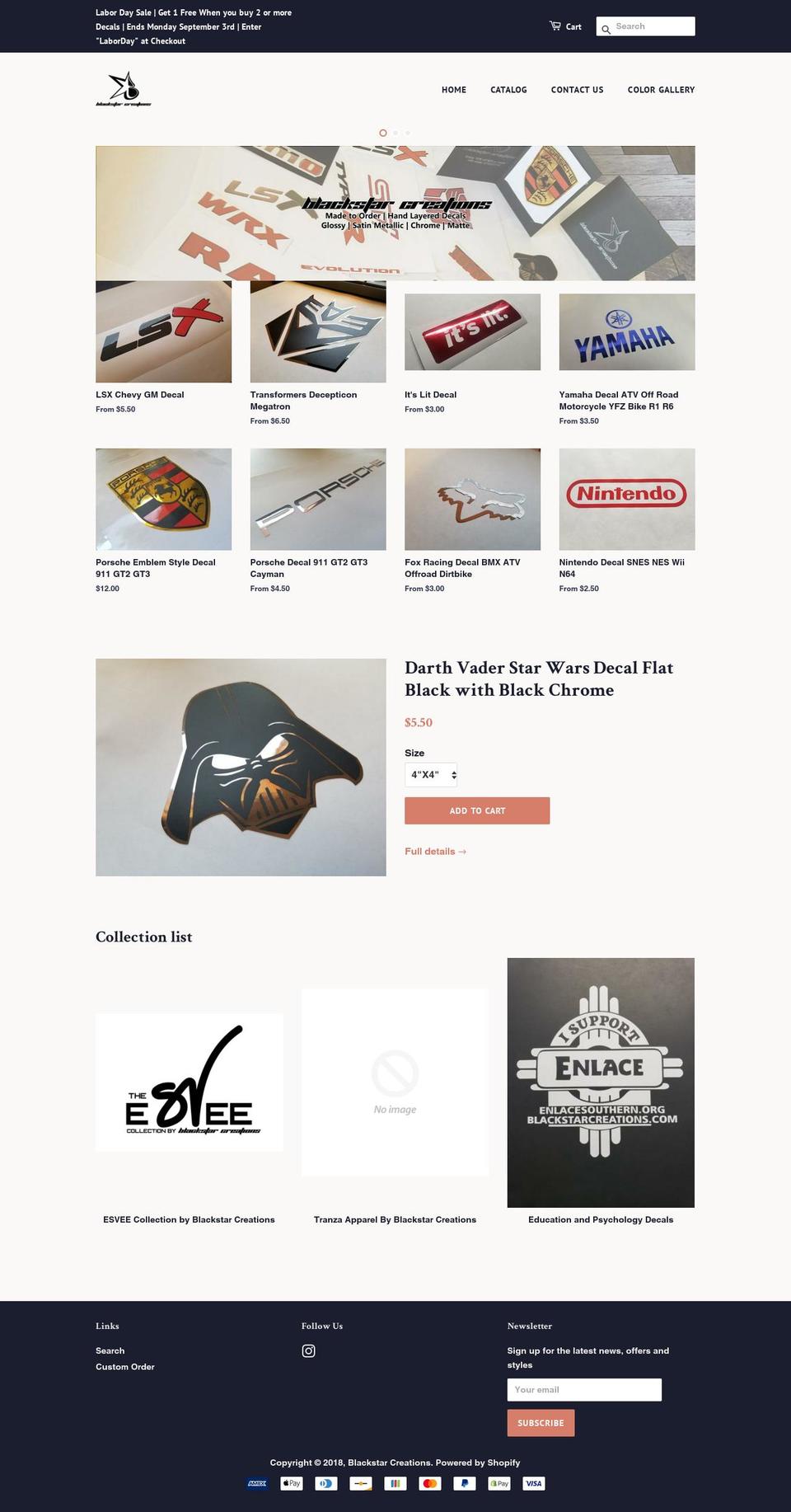 blackstarcreations.com — Shopify storefront screenshot
