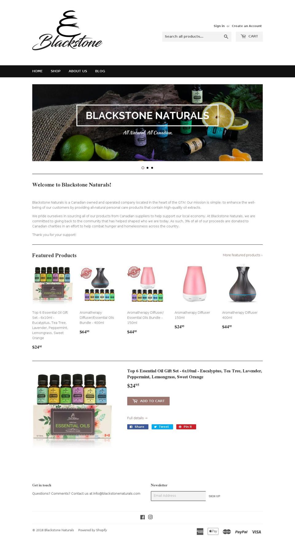 blackstonenaturals.com shopify website screenshot