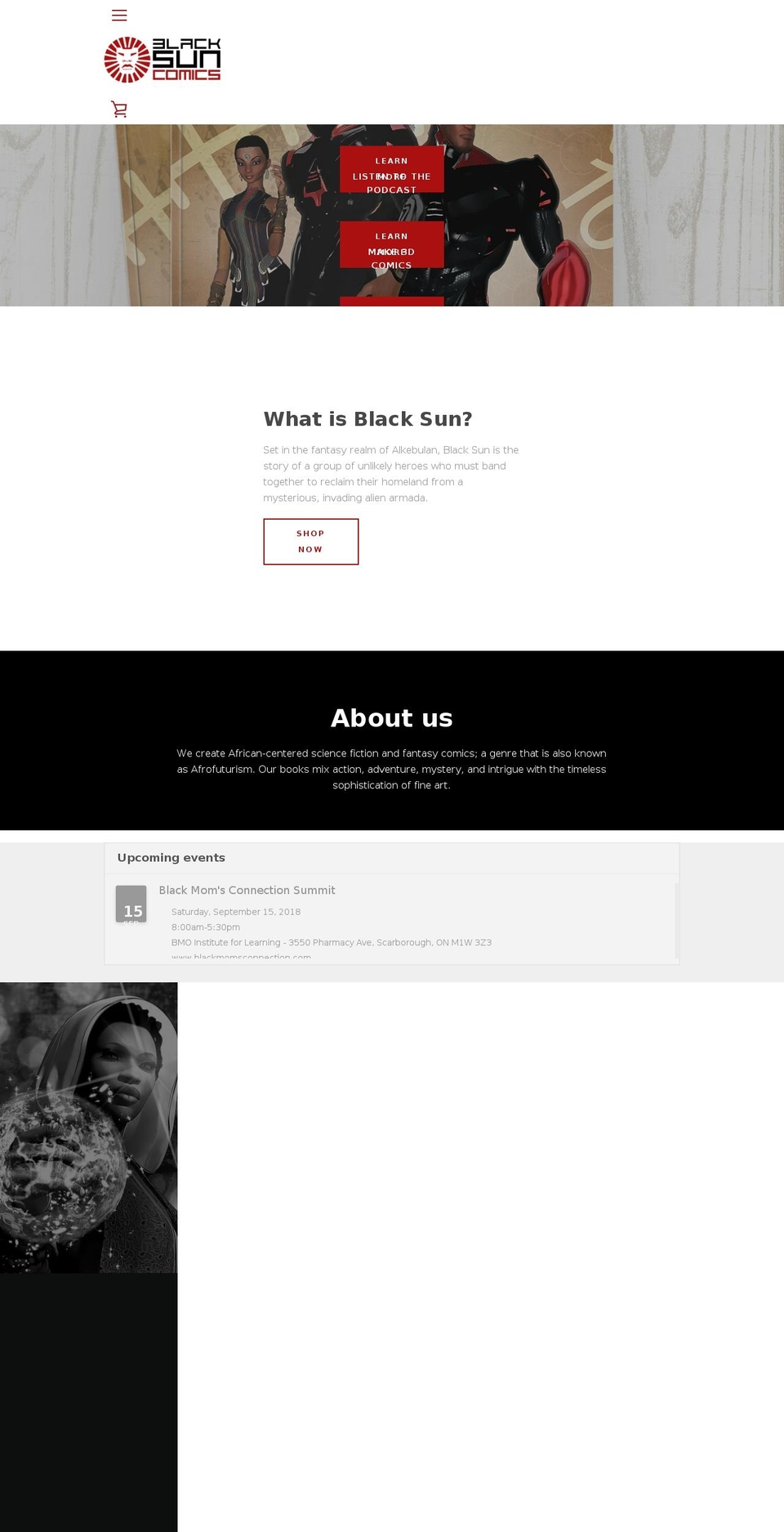 blacksuncomics.com — Shopify storefront screenshot