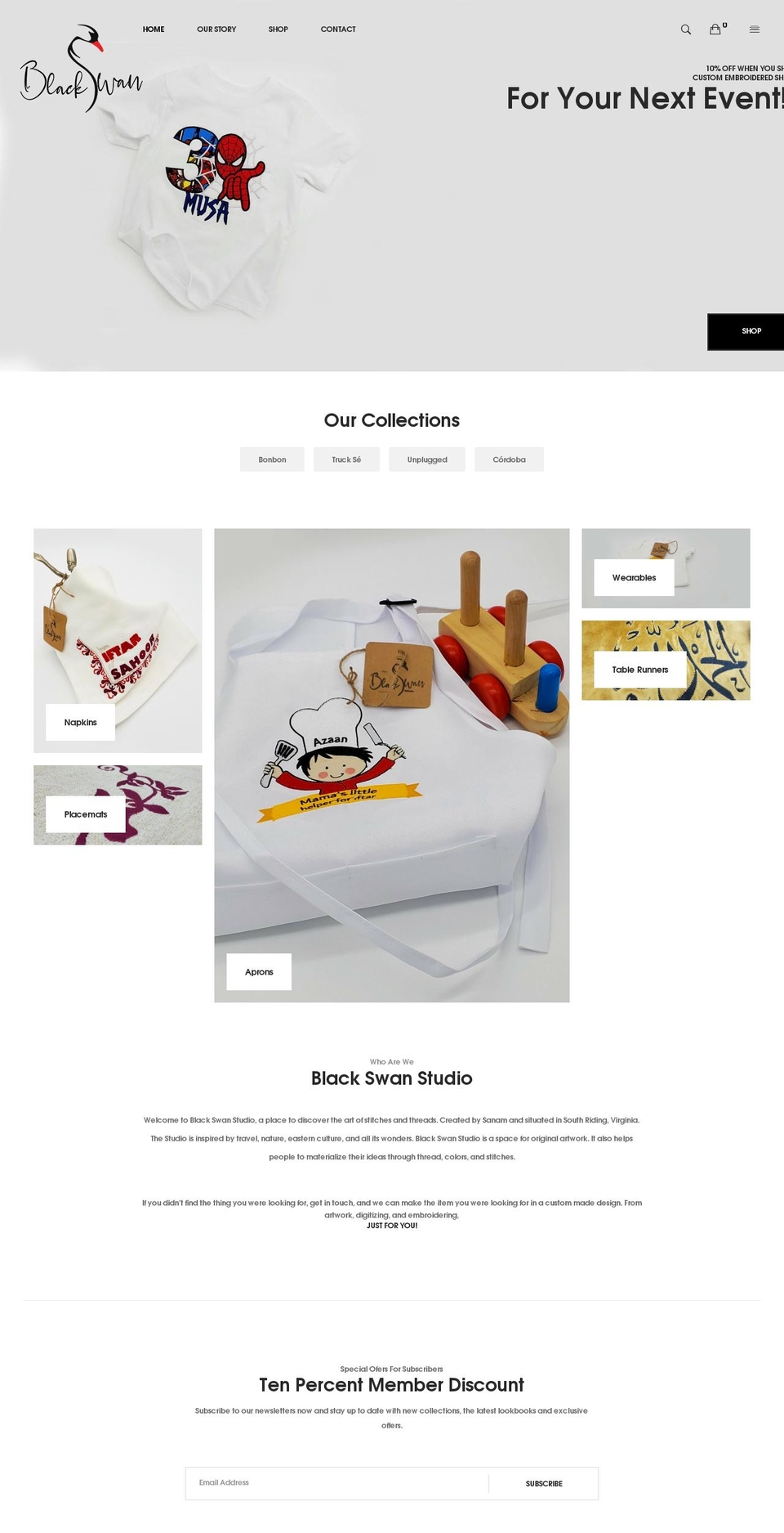 blackswan.studio shopify website screenshot