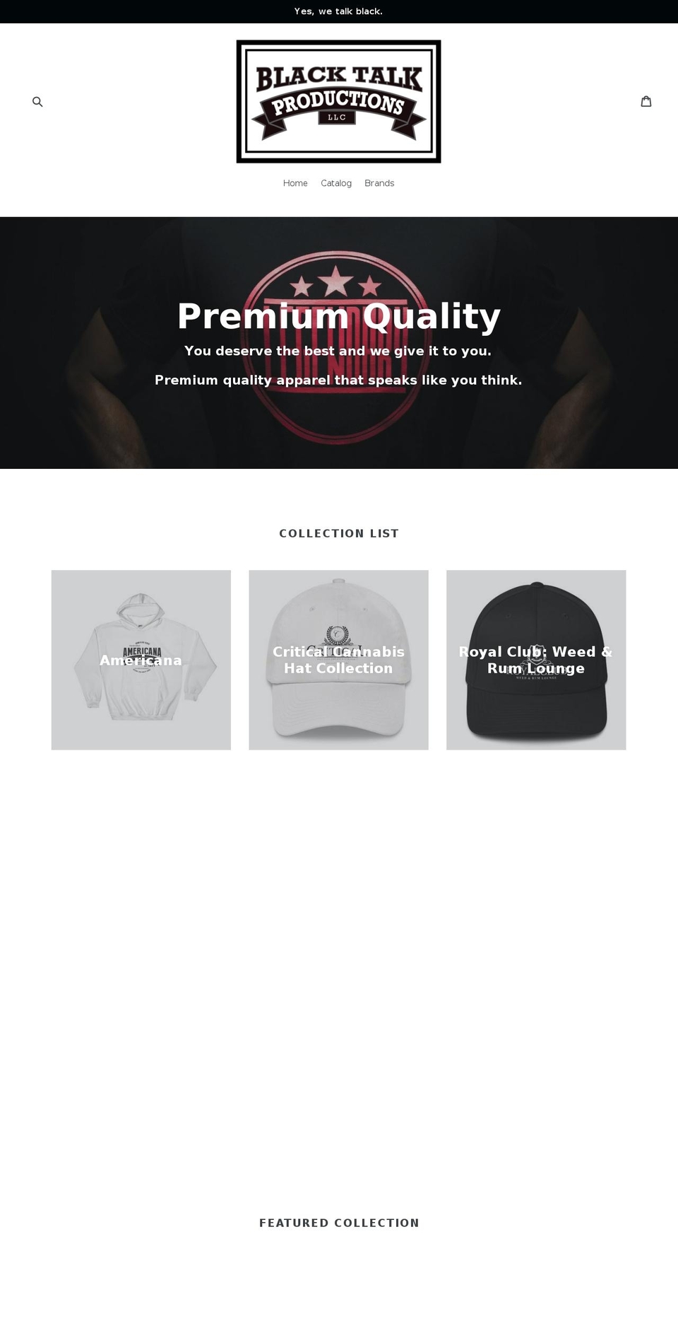 blacktalkproductions.com — Shopify storefront screenshot