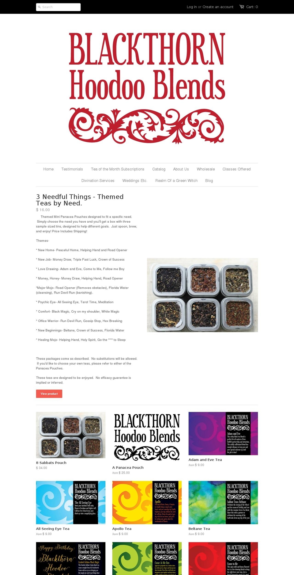 blackthornhoodooblends.com shopify website screenshot