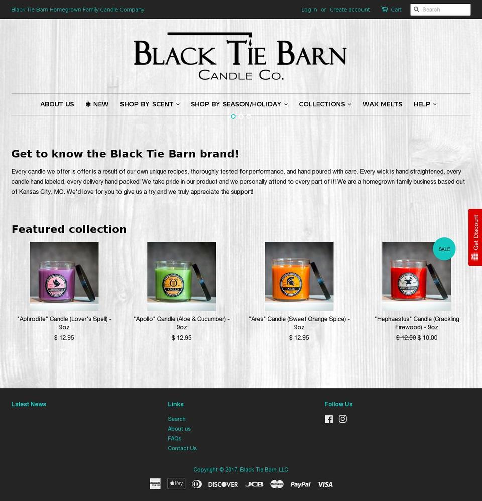 blacktiebarn.com shopify website screenshot