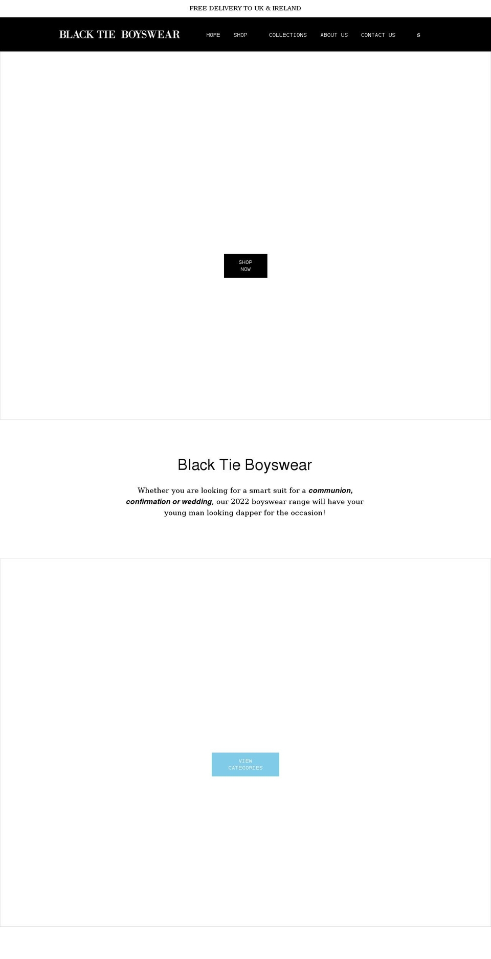 blacktieboyswear.co.uk shopify website screenshot