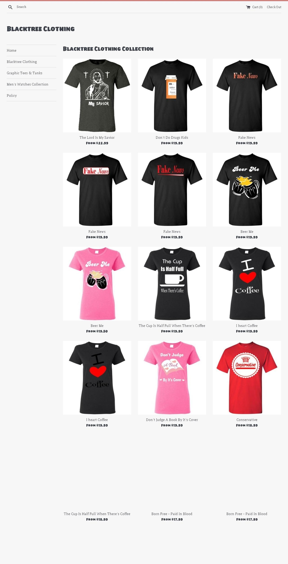 blacktreeclothing.com — Shopify storefront screenshot