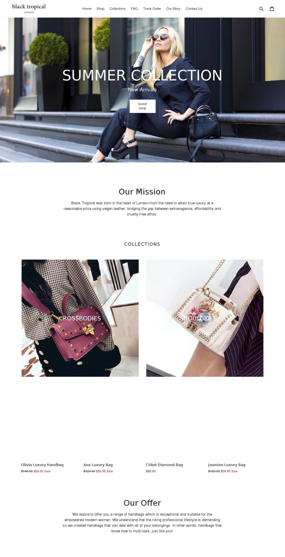 blacktropical.com shopify website screenshot