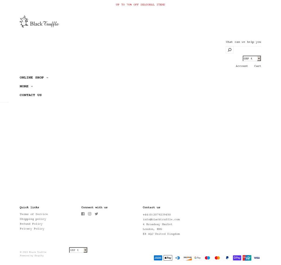 blacktruffle.com shopify website screenshot