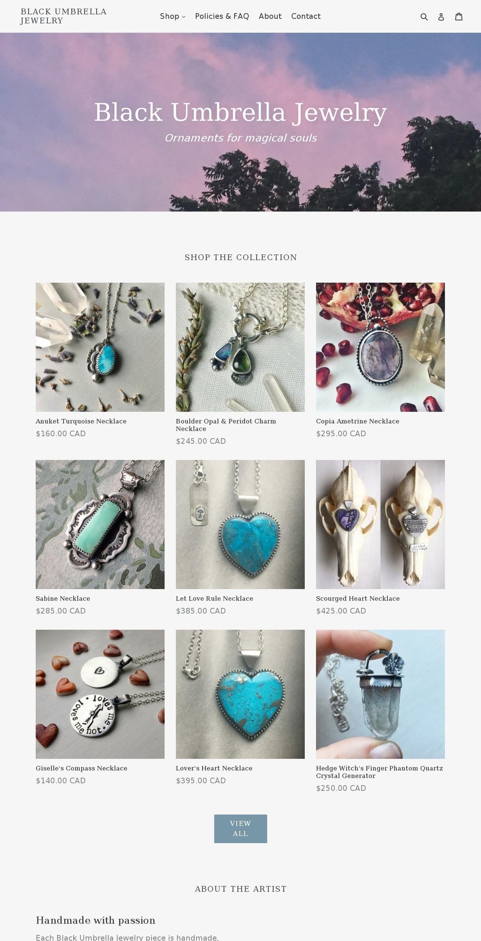 blackumbrellajewelry.com — Shopify storefront screenshot
