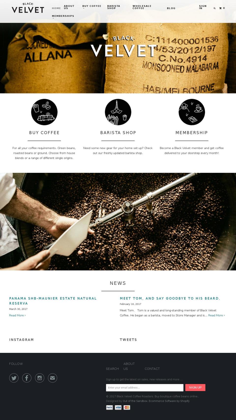 blackvelvetcoffee.com.au shopify website screenshot