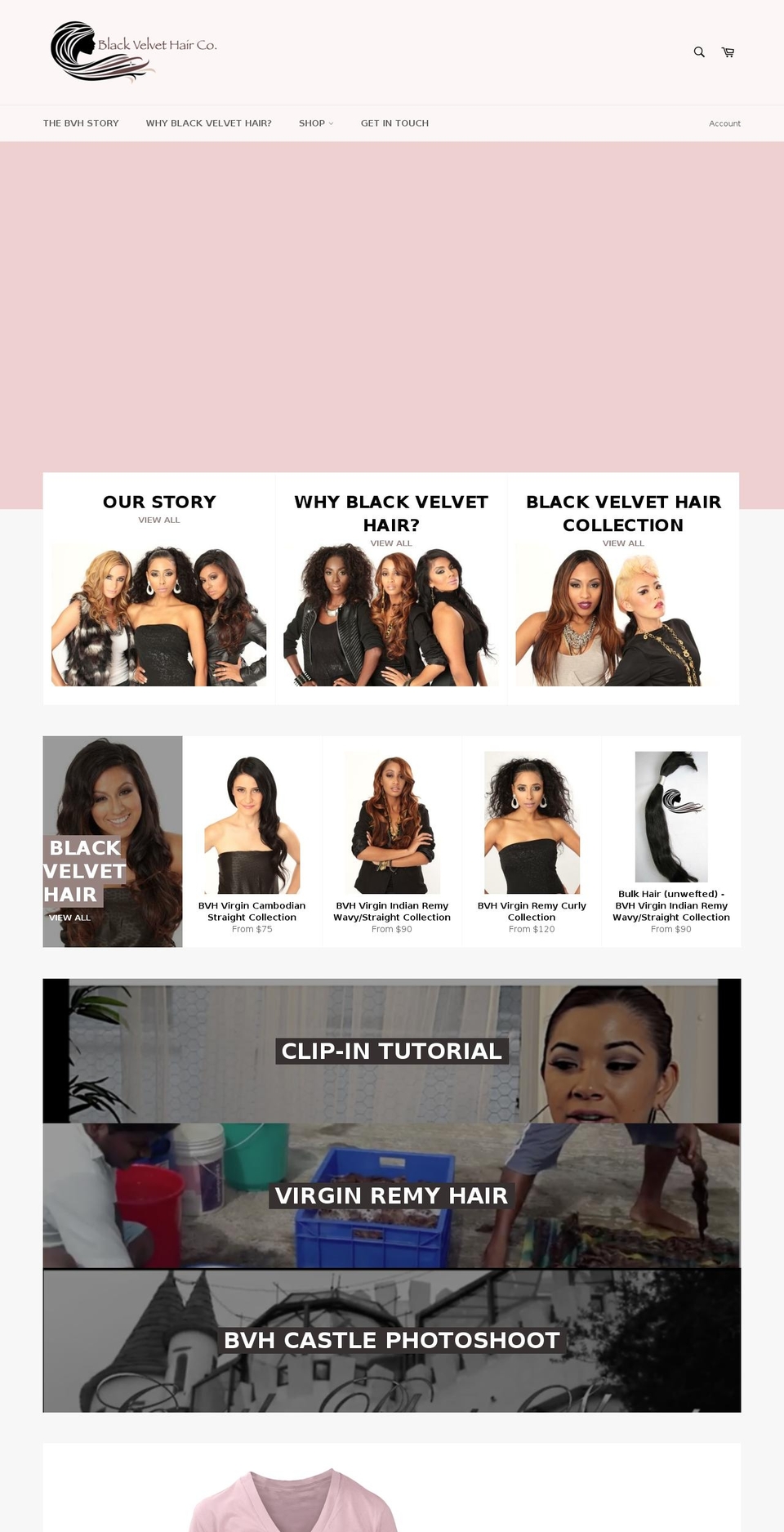 blackvelvethair.com shopify website screenshot