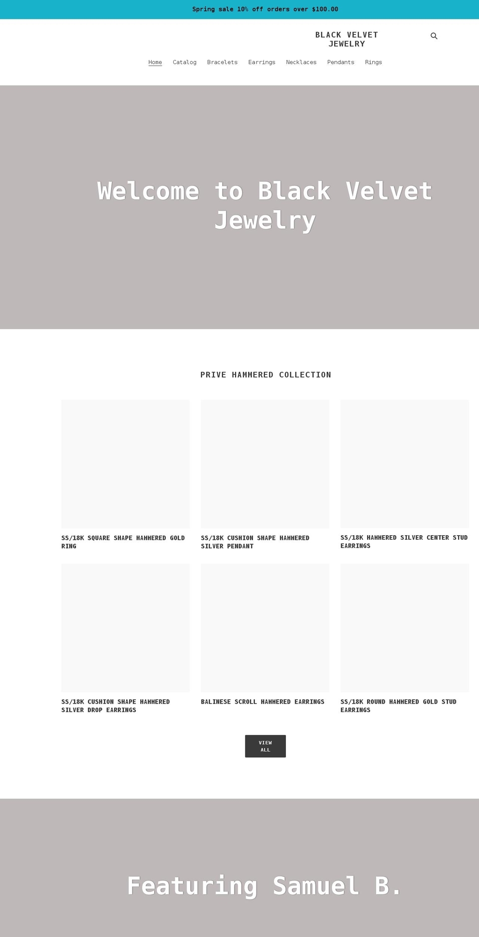 blackvelvetjewelry.com shopify website screenshot