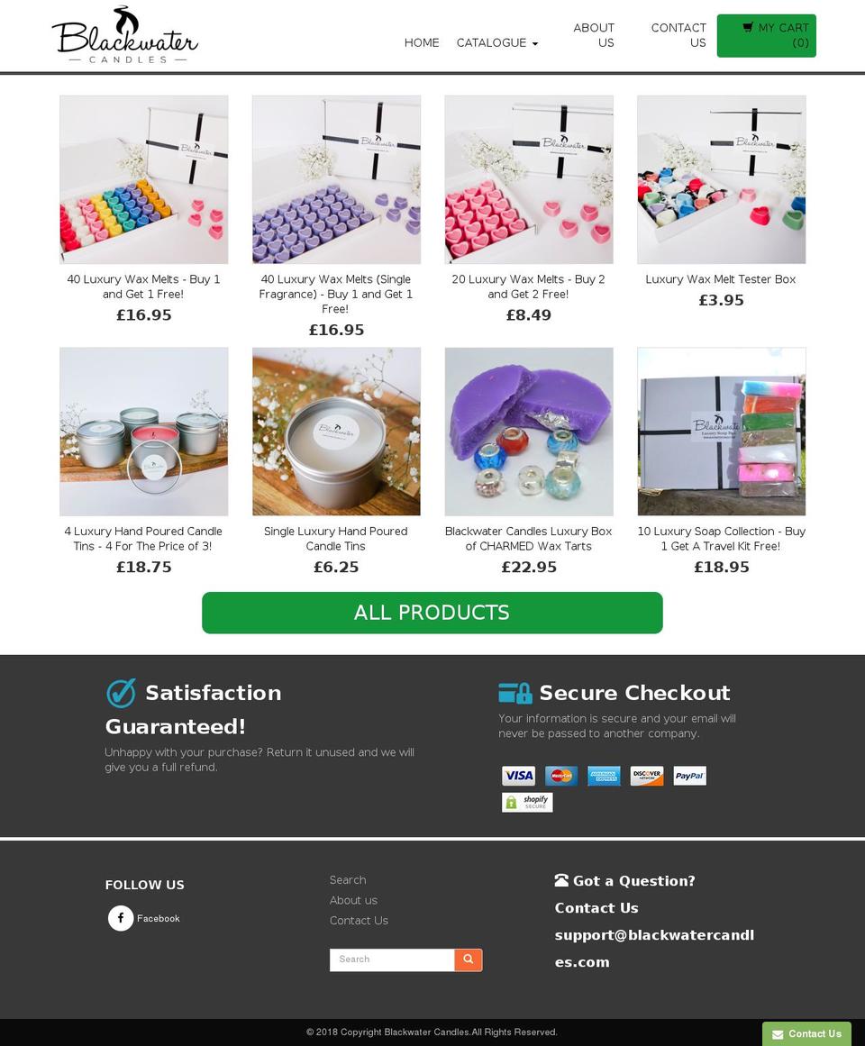 blackwatercandles.com shopify website screenshot