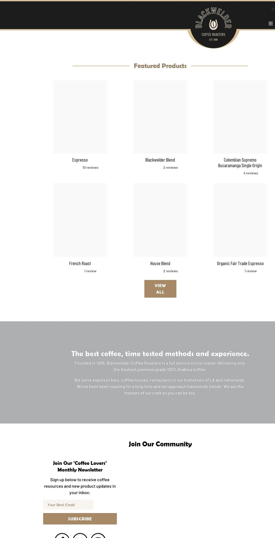 blackweldercoffee.com shopify website screenshot