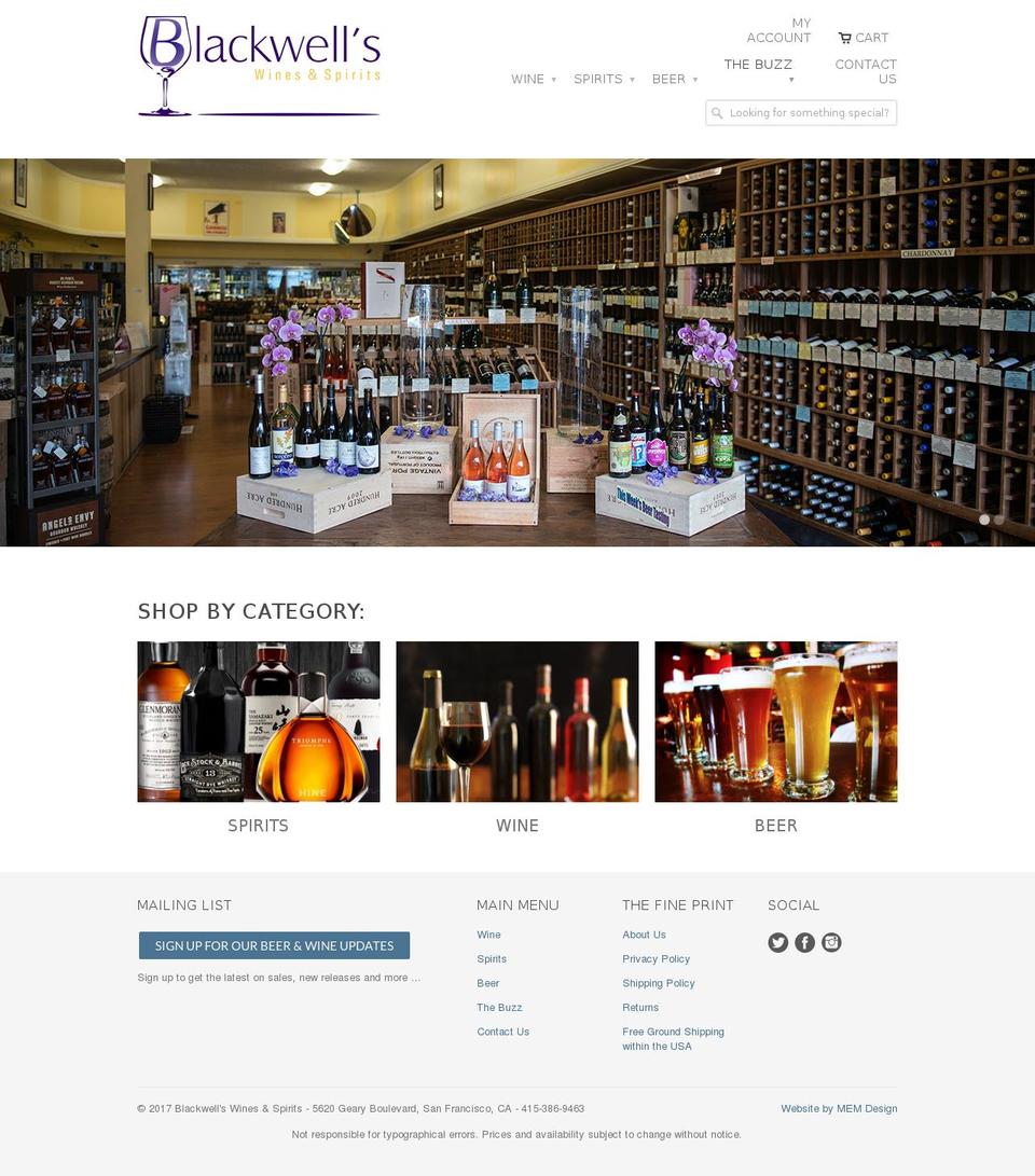 blackwellswine.com shopify website screenshot