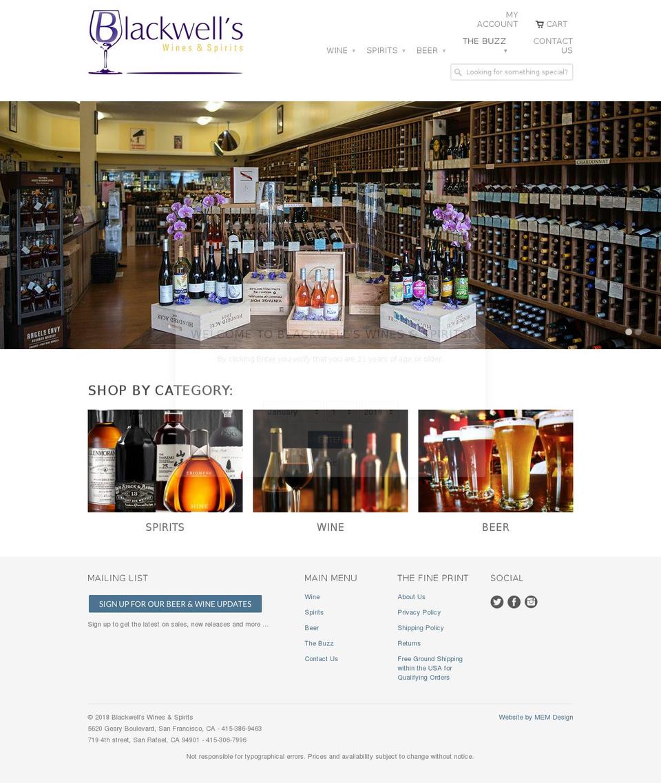 blackwellwines.com — Shopify storefront screenshot