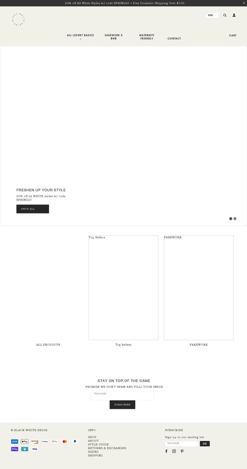 blackwhitebeige.com shopify website screenshot