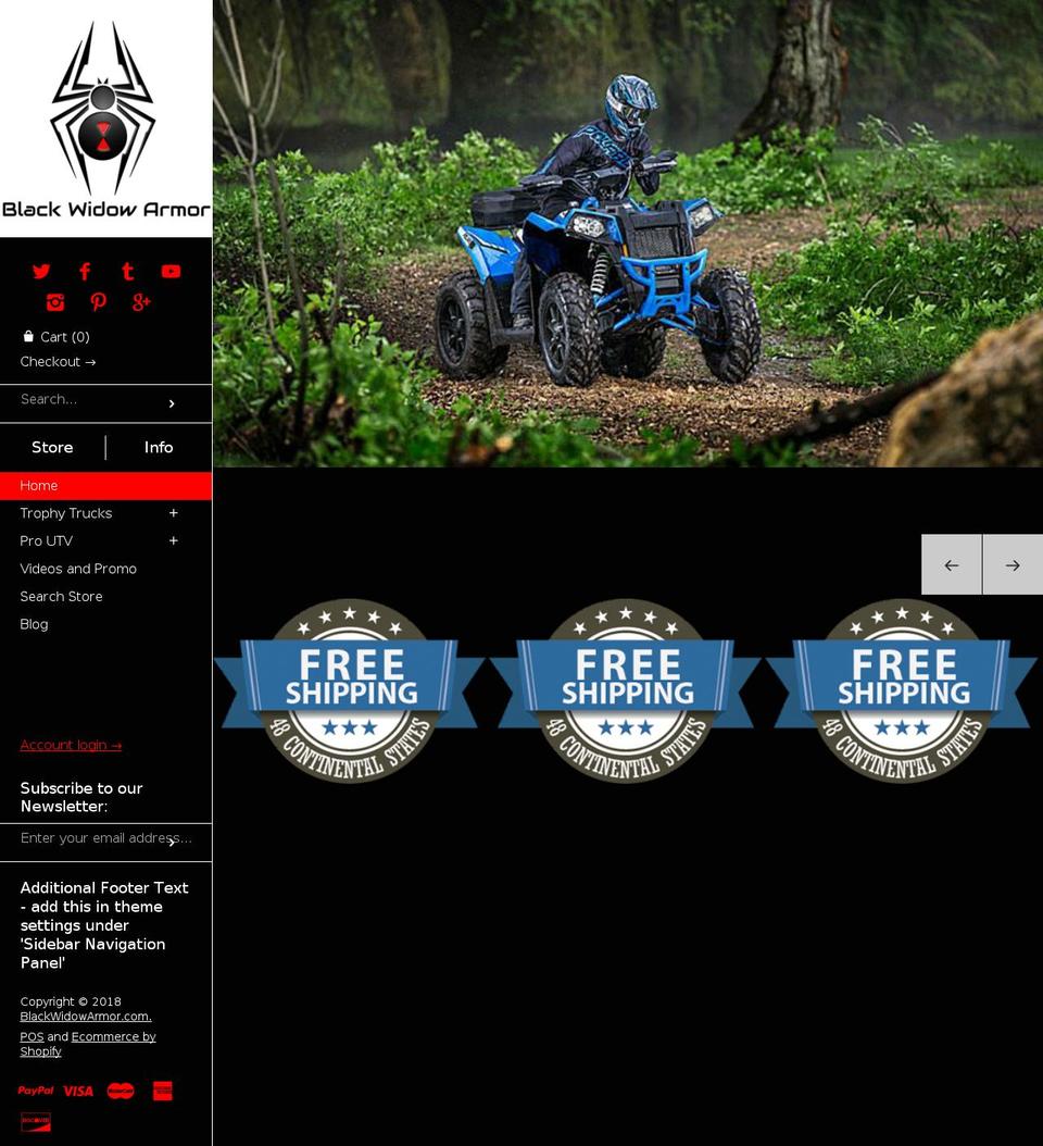blackwidowarmor.com — Shopify storefront screenshot
