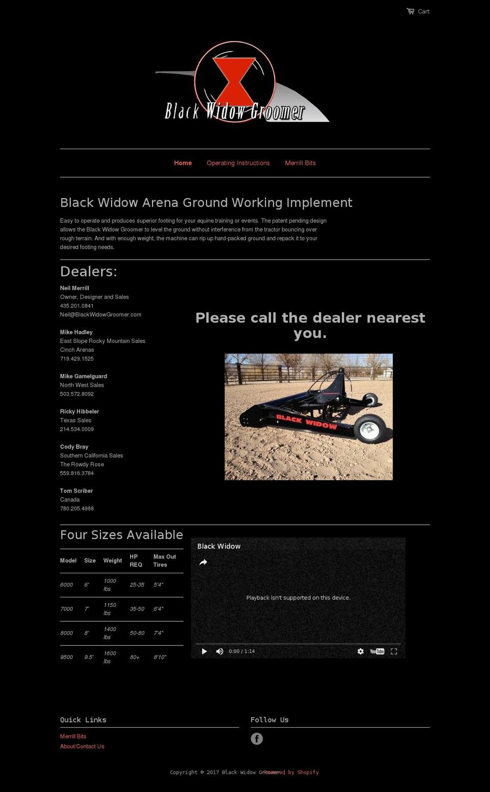 blackwidowgroomer.com shopify website screenshot