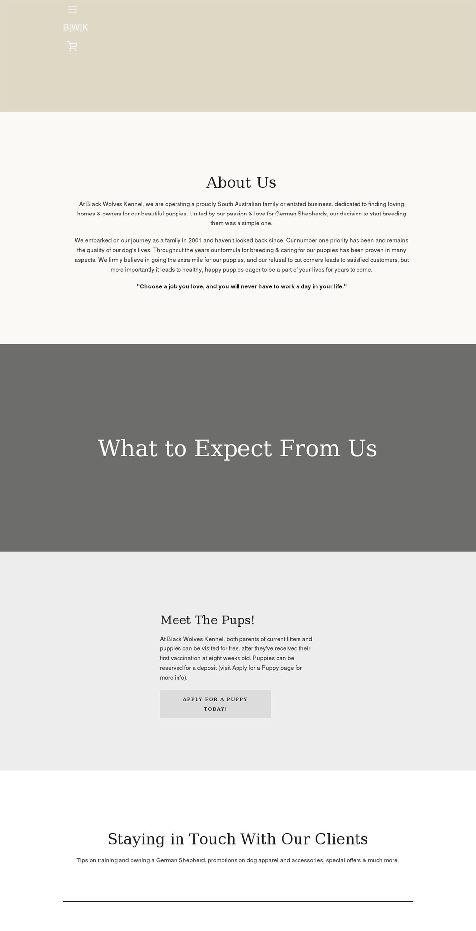 blackwolveskennel.com shopify website screenshot