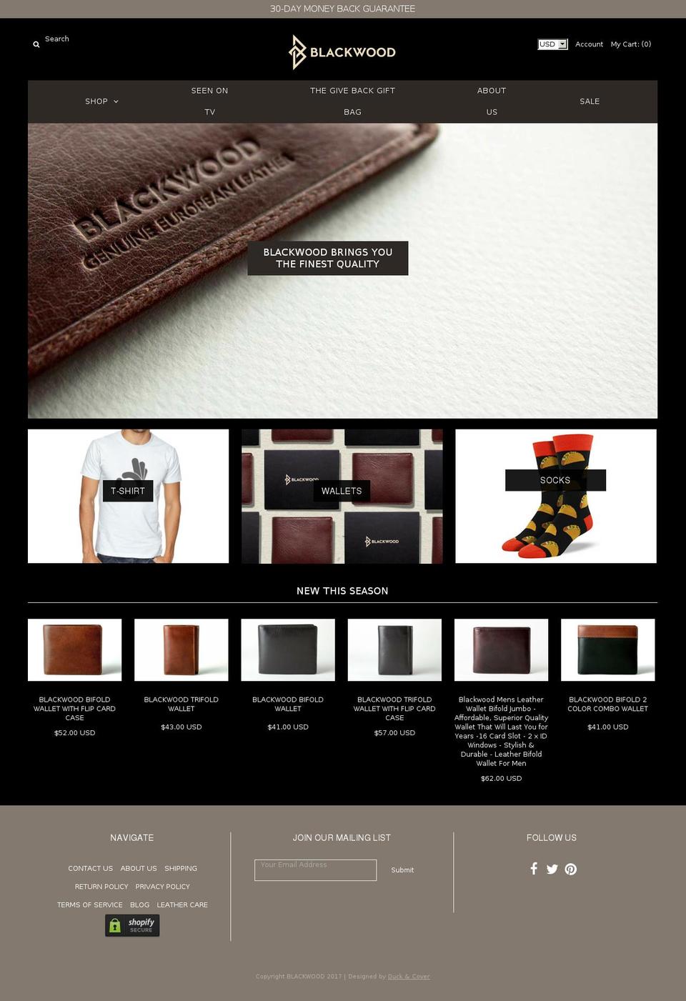 blackwoodonlinestore.com shopify website screenshot
