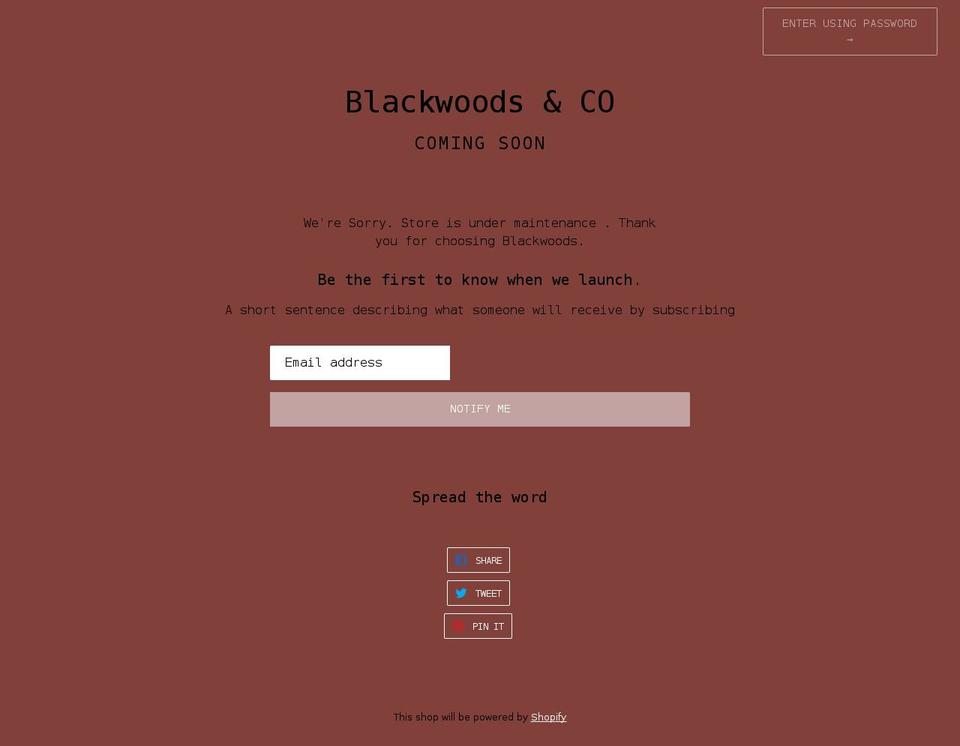 blackwoodsco.com shopify website screenshot