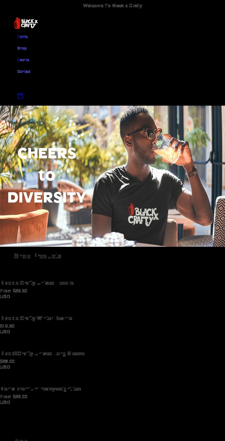 blackxcrafty.com shopify website screenshot