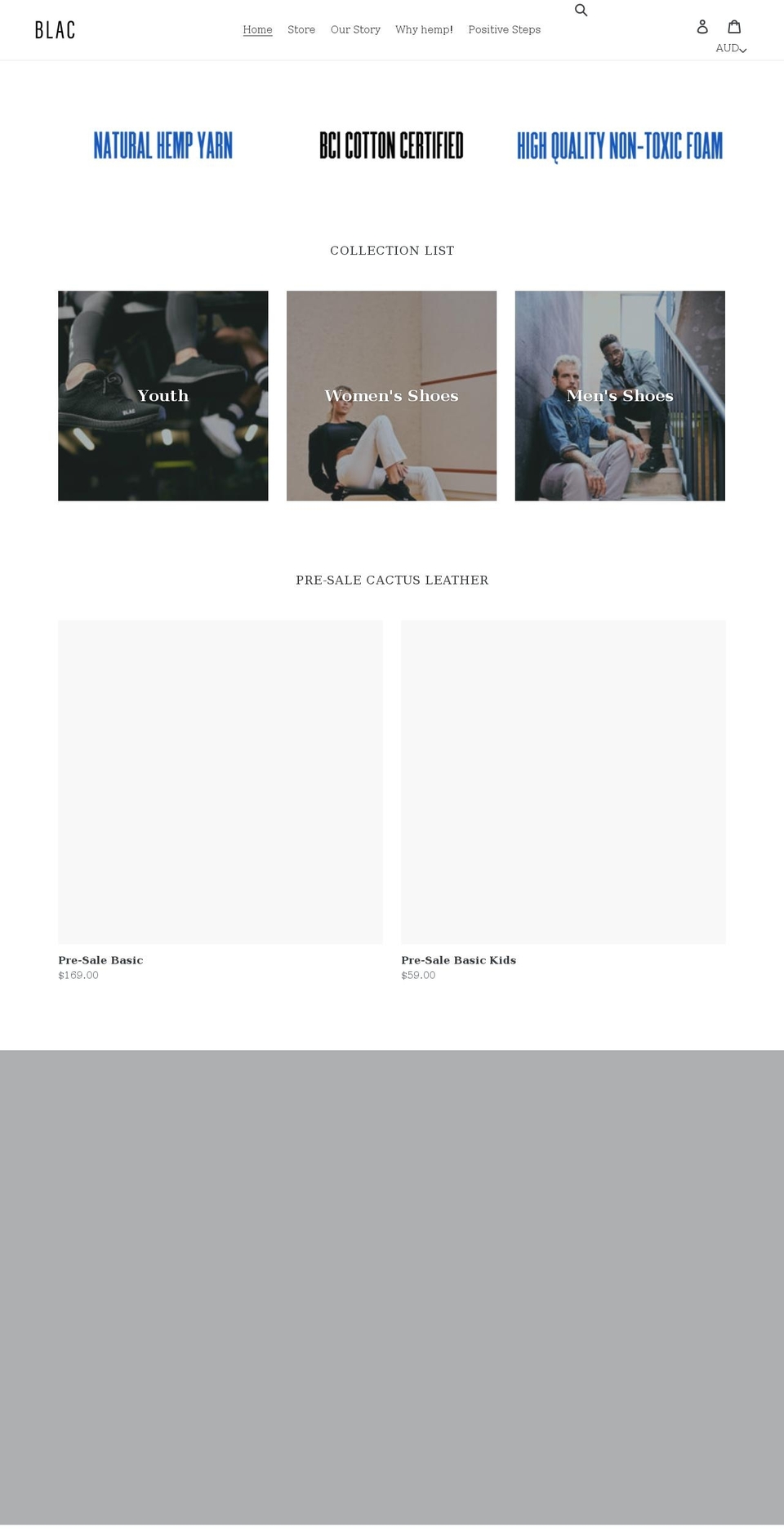 blacsneakerco.com.au shopify website screenshot