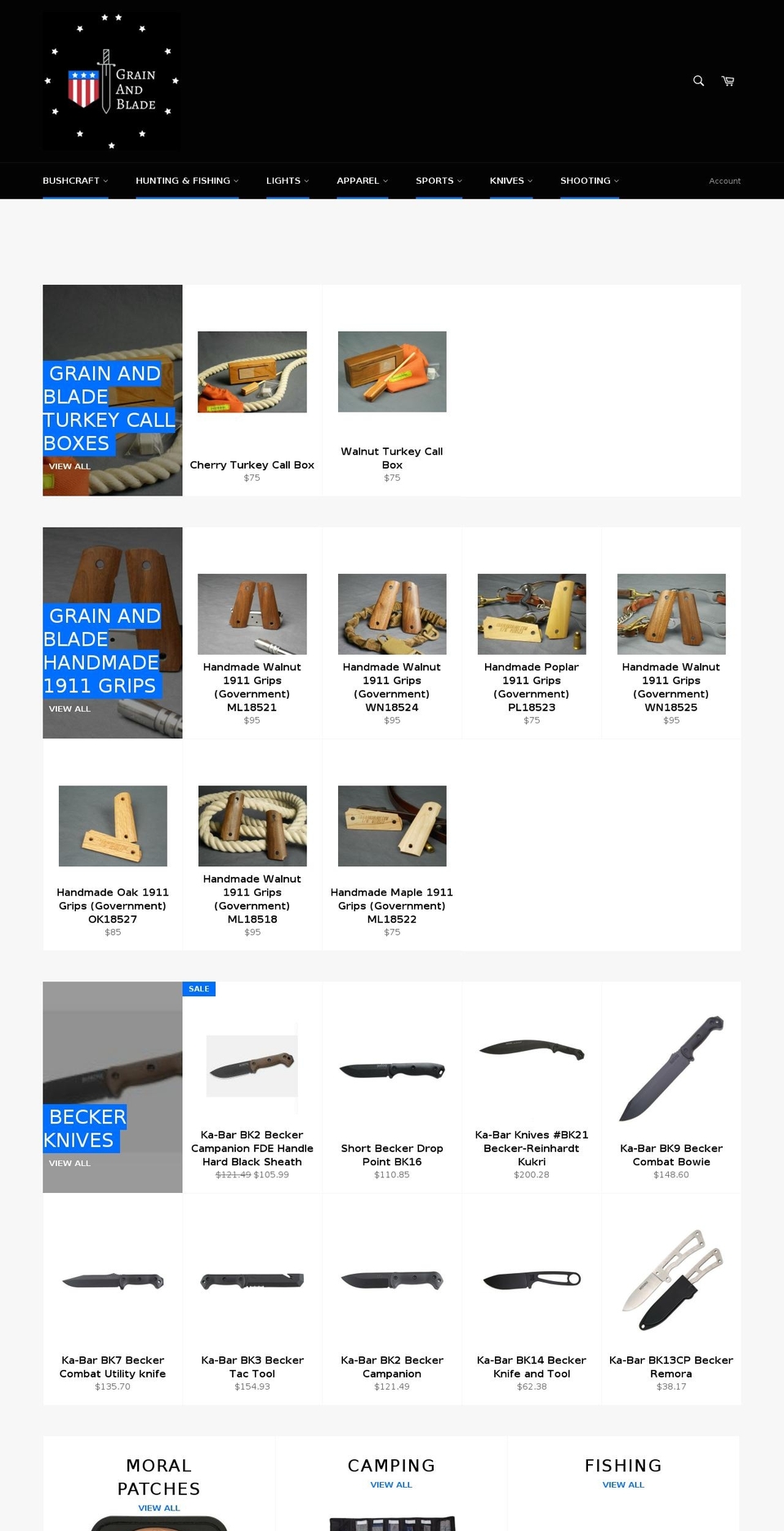bladeandgrain.com — Shopify storefront screenshot