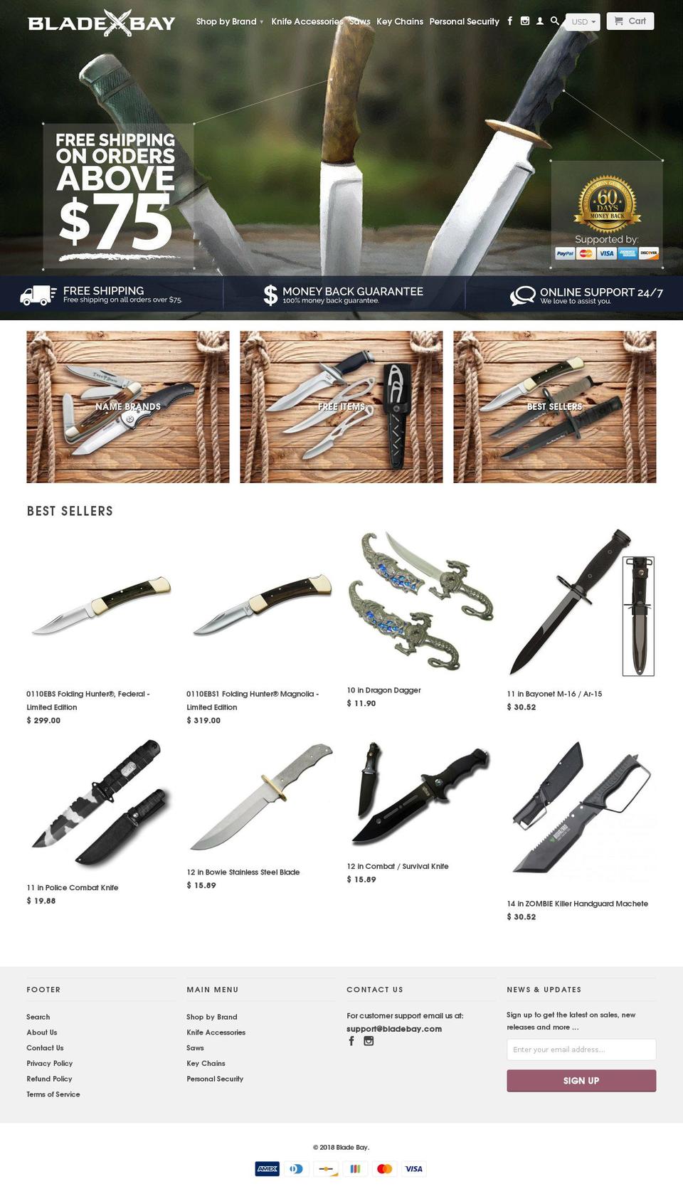 bladebay.com shopify website screenshot