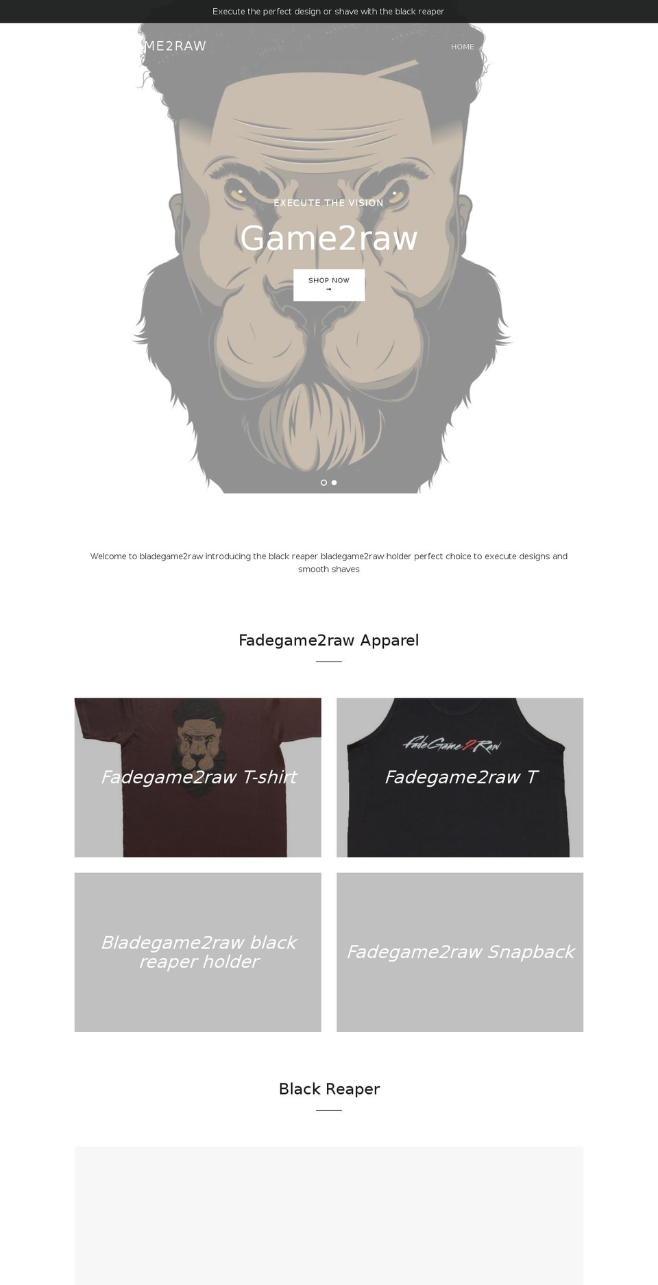 bladegame2raw.com — Shopify storefront screenshot