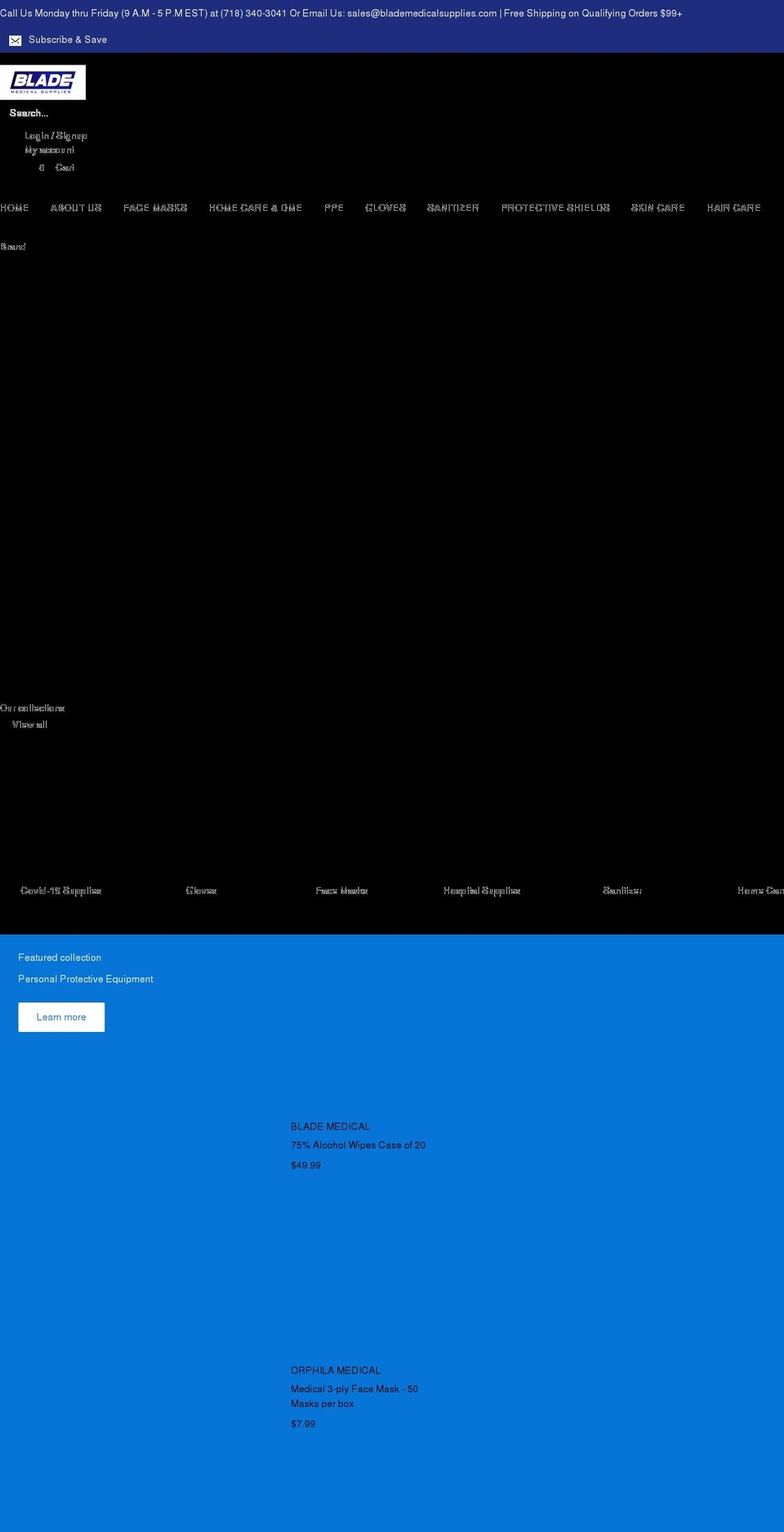 blademedicalsupplies.com shopify website screenshot