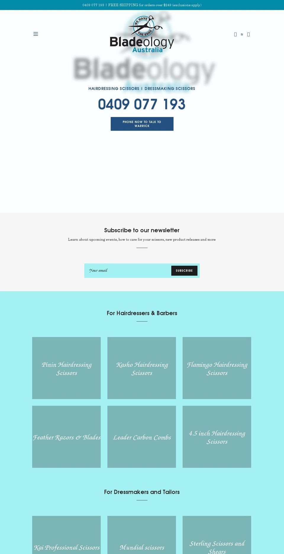 bladeologyaustralia.com shopify website screenshot
