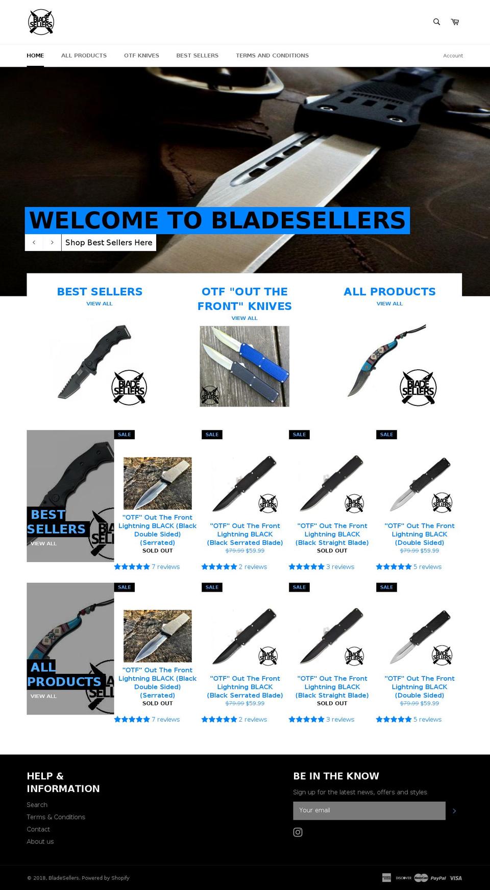 bladesellers.com — Shopify storefront screenshot