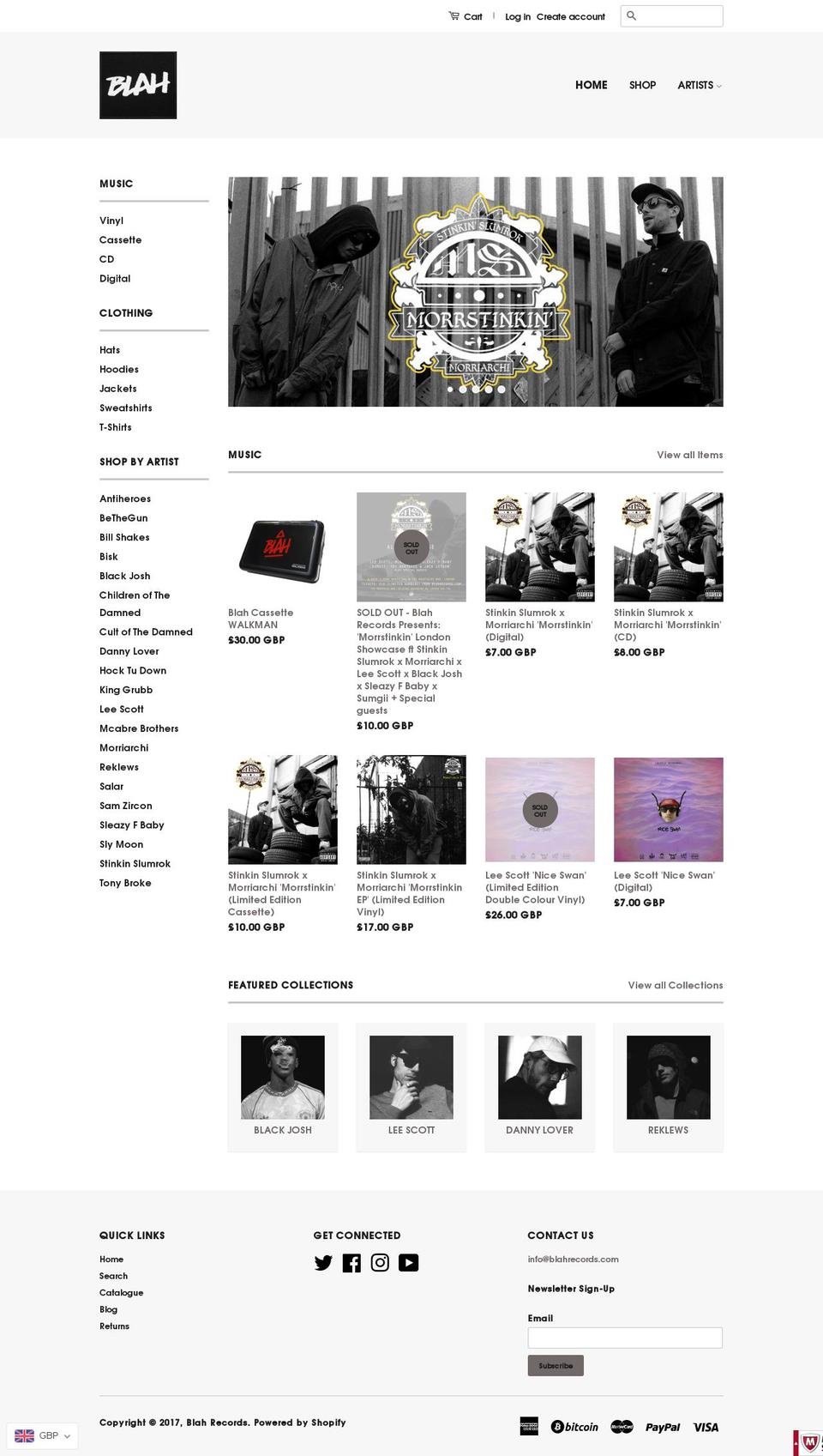 Label Shopify theme site example blahrecords.com