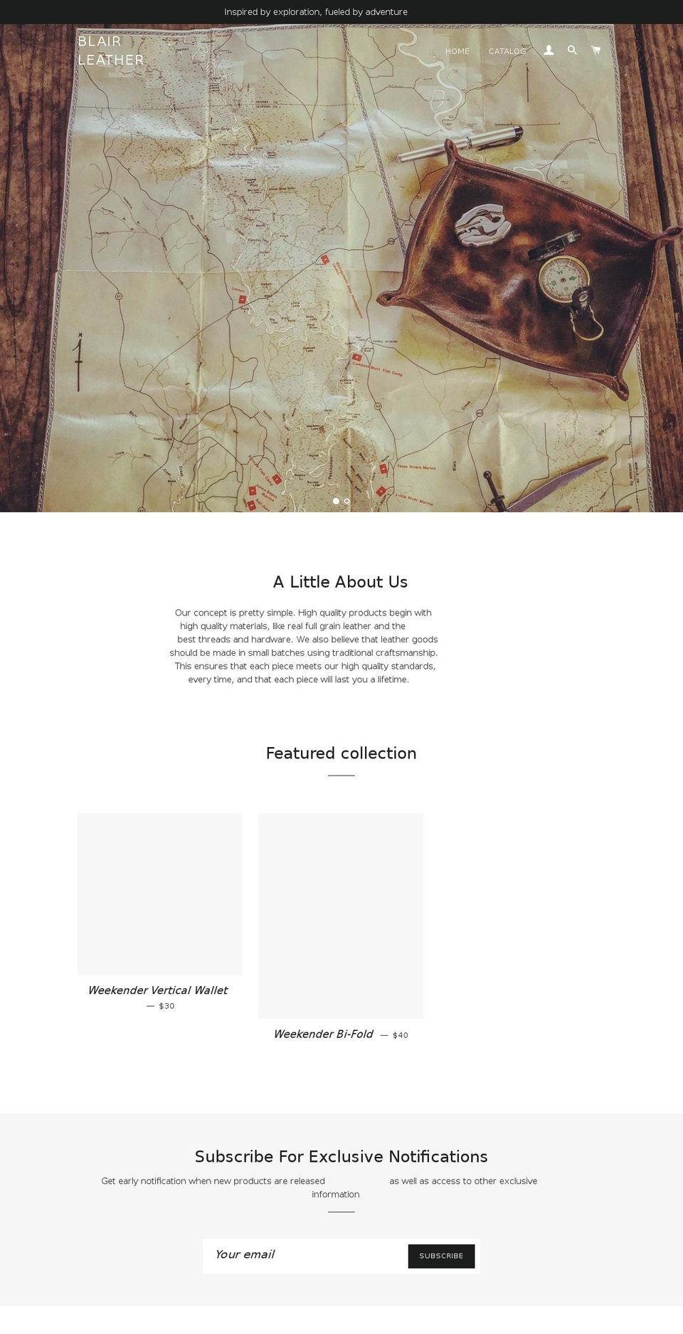 blairleather.com — Shopify storefront screenshot