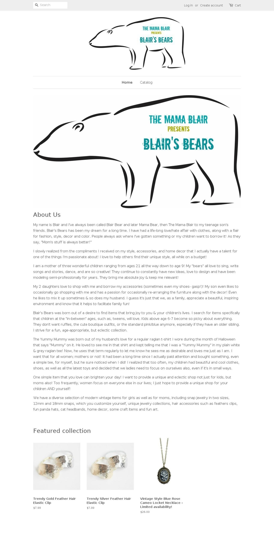 blairsbears.com shopify website screenshot
