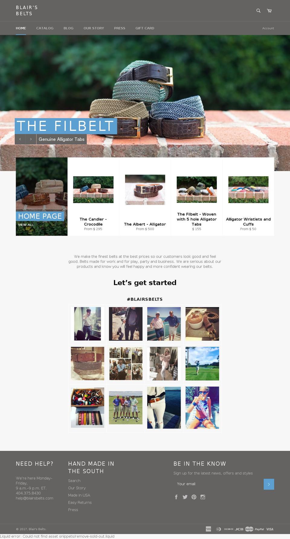 blairsbelts.com shopify website screenshot