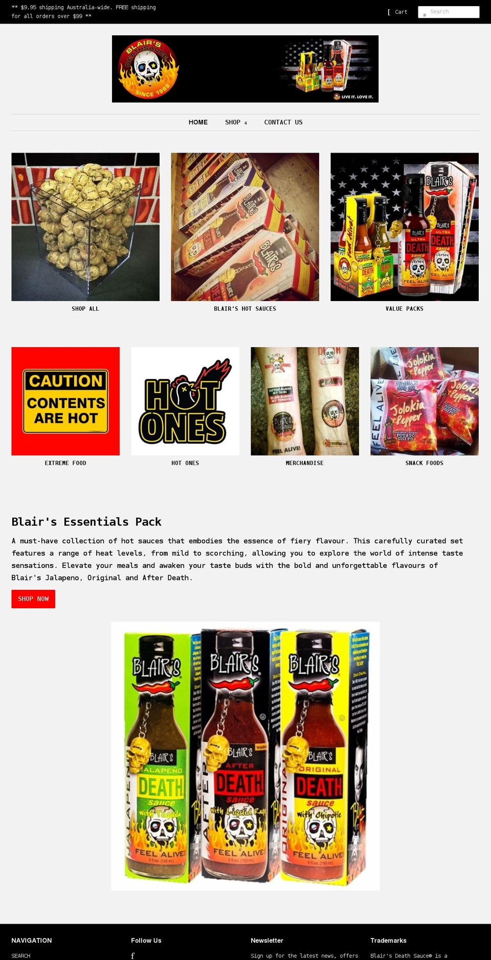 blairsdeathsauce.com.au shopify website screenshot