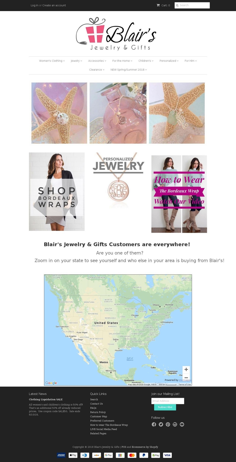 blairsjewelryandgifts.online shopify website screenshot