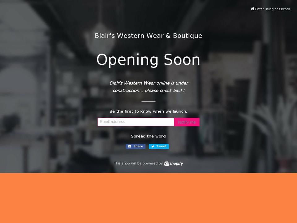 blairswesternwear.net shopify website screenshot