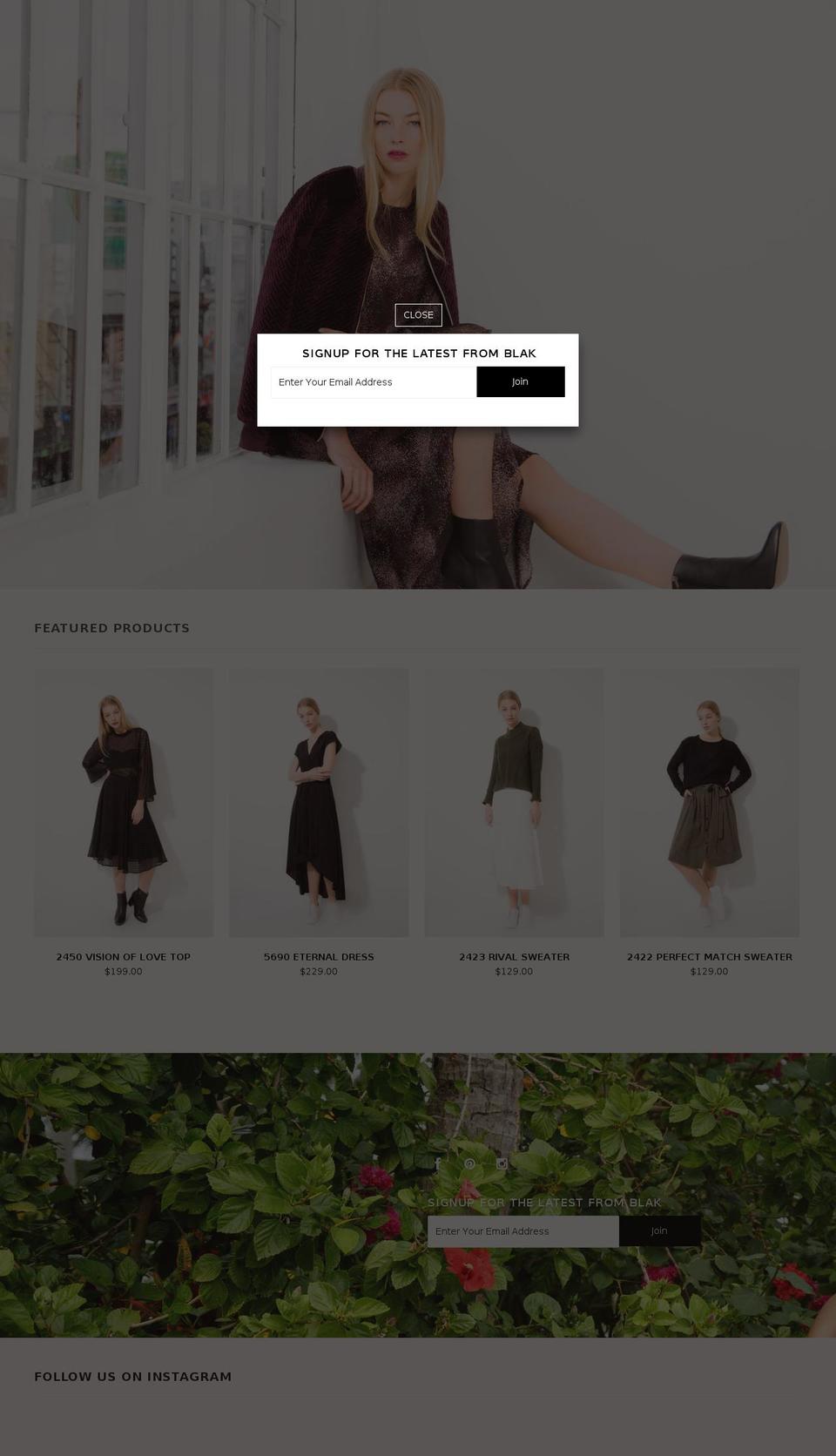 blak.co.nz shopify website screenshot