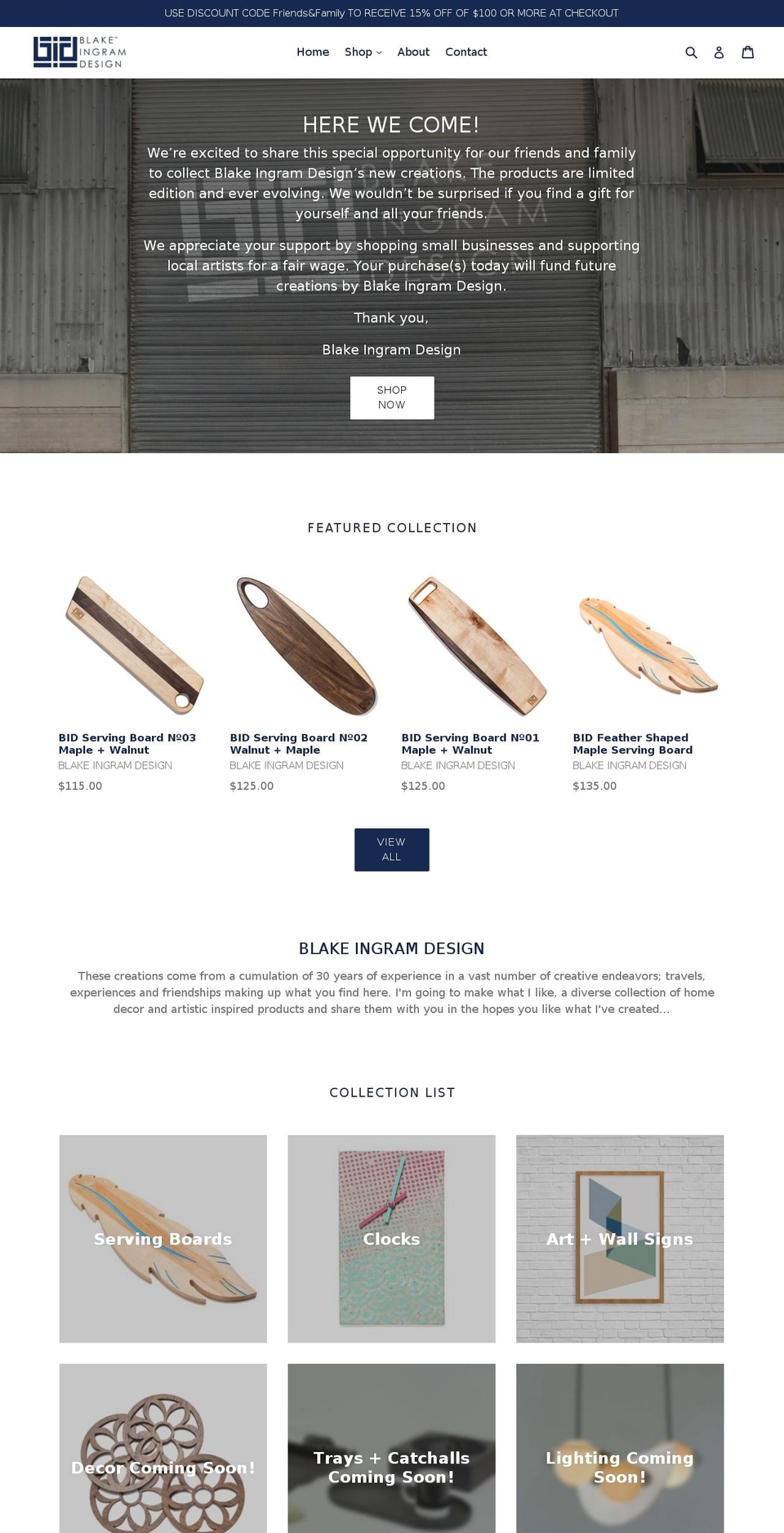 blakeingramdesign.com — Shopify storefront screenshot