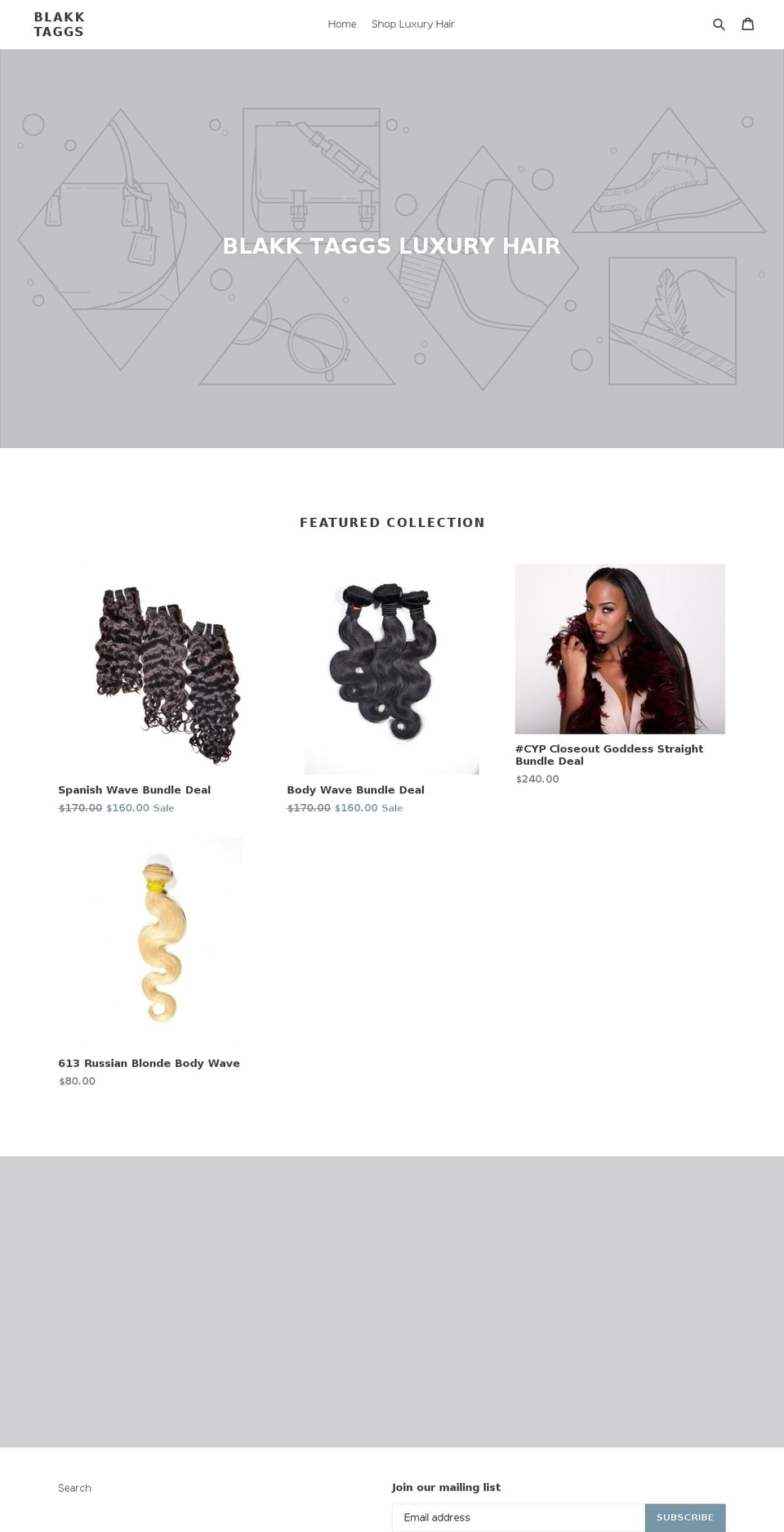blakktaggs.com — Shopify storefront screenshot