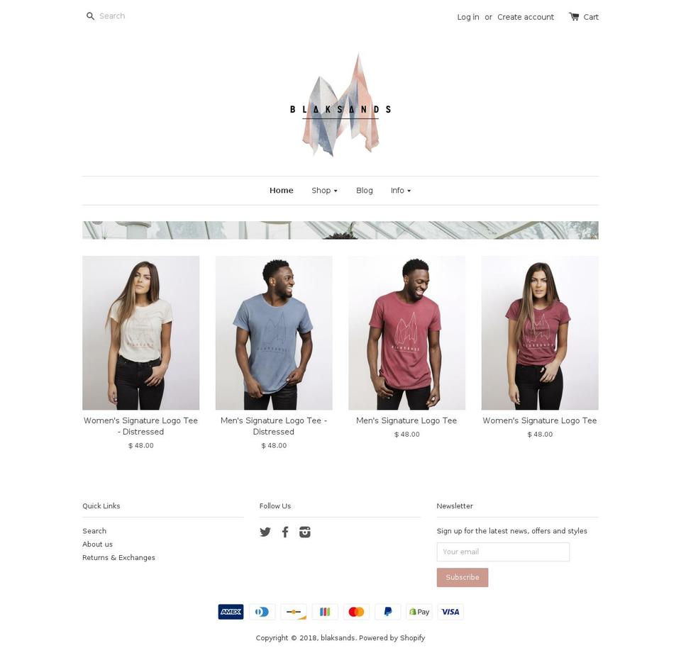 blaksands.com — Shopify storefront screenshot