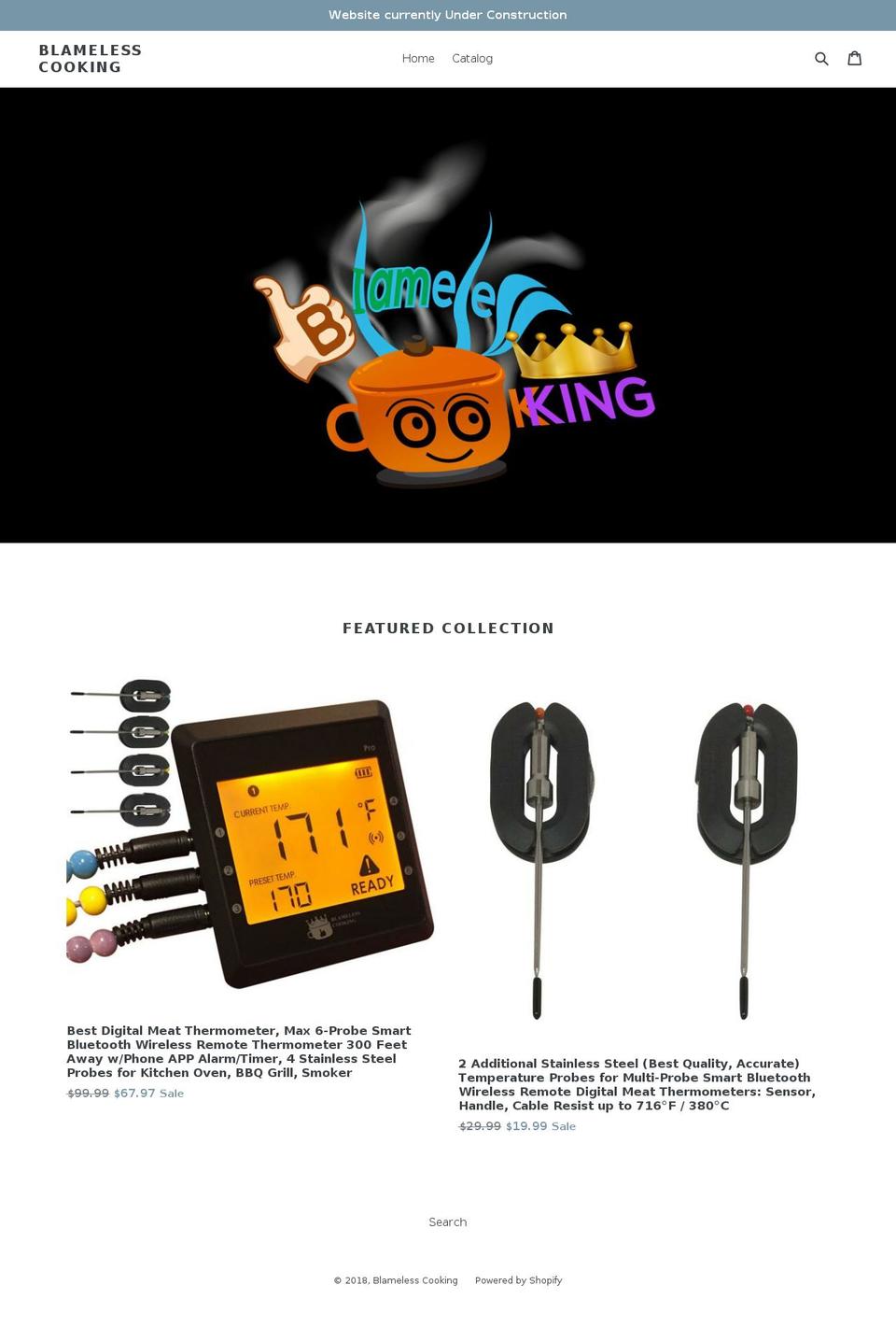 blamelesscooking.com shopify website screenshot