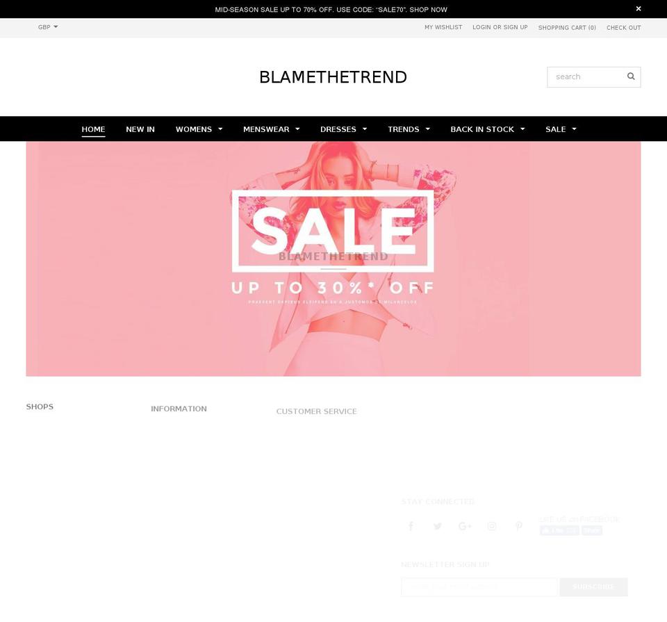 blamethetrend.com — Shopify storefront screenshot