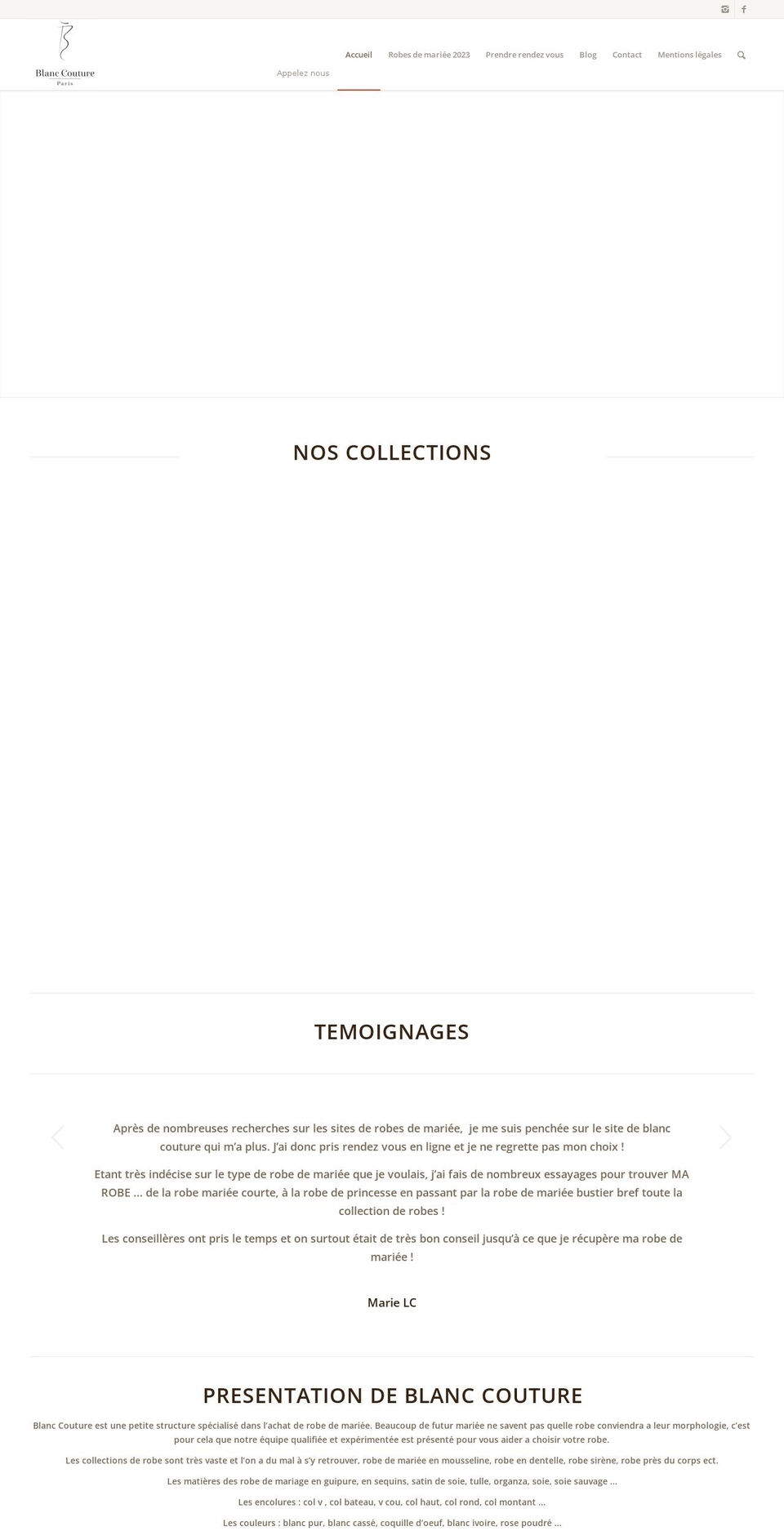 blanc-couture.com — Shopify storefront screenshot