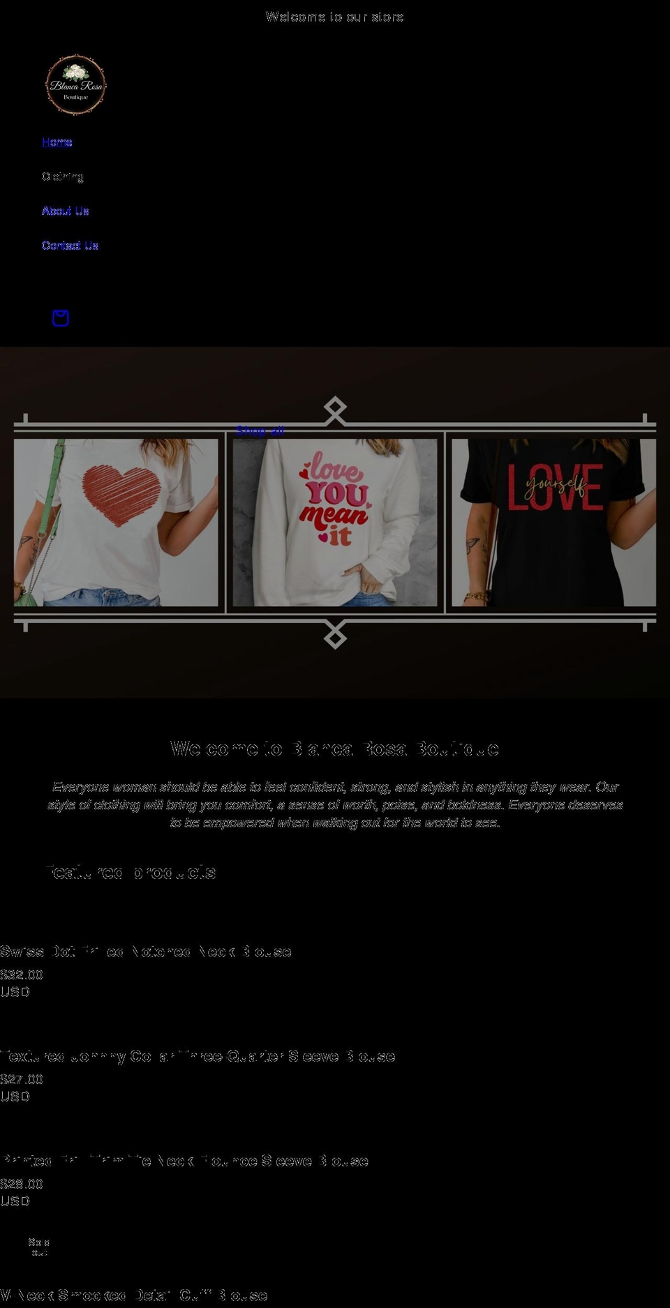 blancarosaboutique.com shopify website screenshot